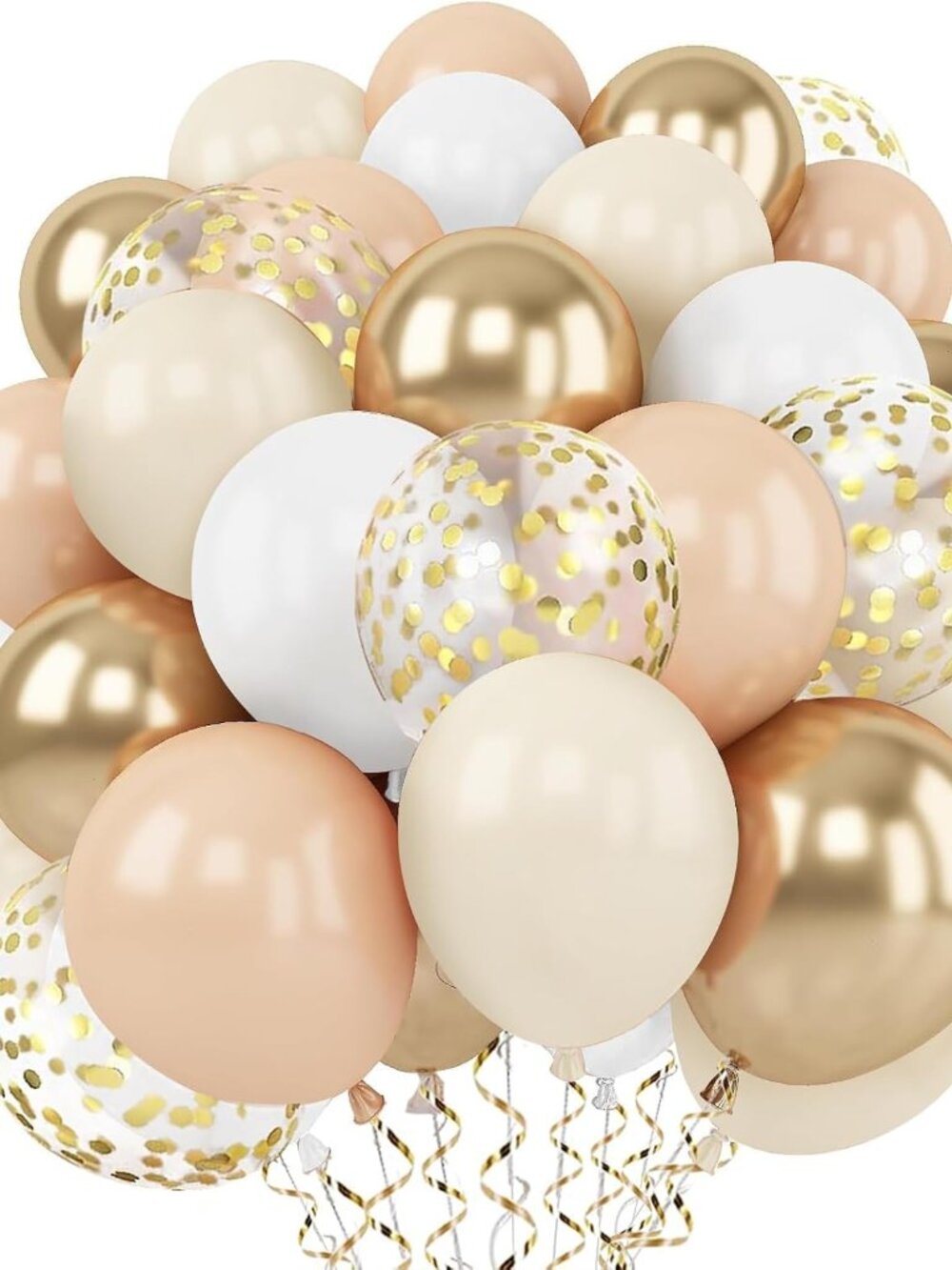 Gold White Sand Confetti Balloons, 50pcs 12in, Latex, Party Decor